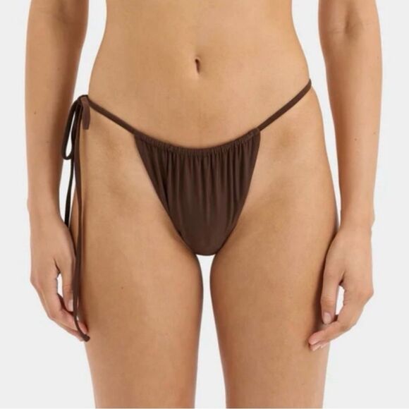 SIR. Swim Jeanne Chocolate Brown String Brief Bikini Bottom Size US 8 - Picture 3 of 9